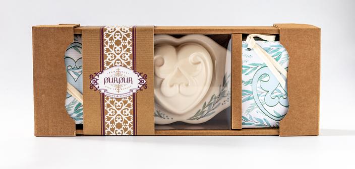 Soap Heart in Ceramic Holder + 4 refill bags
